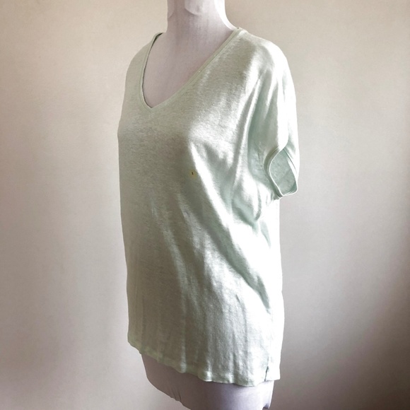 Aqua Linen V Neck Short Sleeve Tunic Top NWOT S - Picture 3 of 5